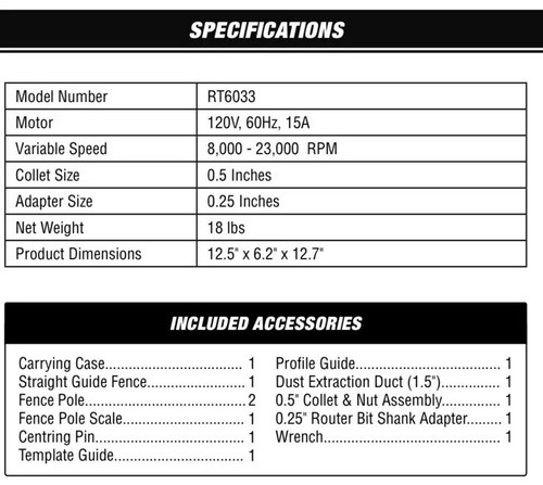 15-Amp Variable Speed Plunge Woodworking Router Kit with Carrying Case - Picture 10 of 10