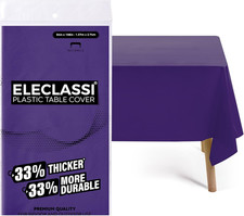 Purple 12 Pack Premium Disposable Plastic Tablecloth 54 x 108 in - Plastic Table