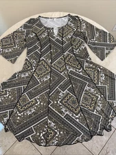 Cato Womens Floral Beige Black STRETCH Dress Size 18/20W