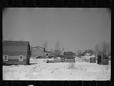 Photo:Buildings,structures,barns,houses,fields,winter,snow,1935