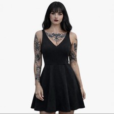 Divided Little Black Fit & Flair Stretch Sleeveless Gothic Dress Women's Size 6