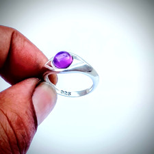 Natural Amethyst Gemstone Eye Ring, 925 Sterling Silver Handmade Amethyst Ring
