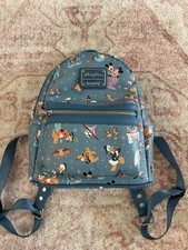 Loungefly Disney Parks Blue Cartoon Backpack Mickey Mouse Goofy Donald Duck