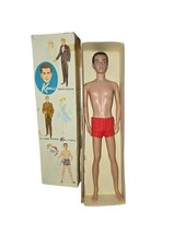 Mattel Vintage 750 KEN Doll 1961 'Flocked Hair' Brown w/box Accessories
