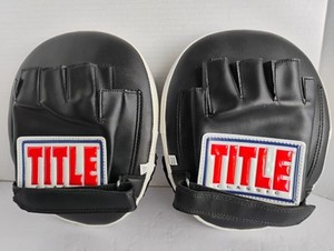 Title Classic Boxing/ Sparring Mitts. Black,Wht./Red. Women's Large/Men's Small.