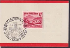 Berlin-Charlottenburg Auto Show Auto Union 12+8 postage stamp souvenir 1939 #1