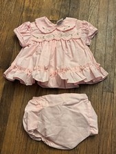 Vintage 12 Months Girl Pink Dress Smocked Embroidered Cuties By Judy Philippines