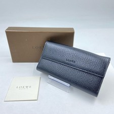 LOEWE Leather Long Wallet Embossed Long Wallet Unisex Leather Black New