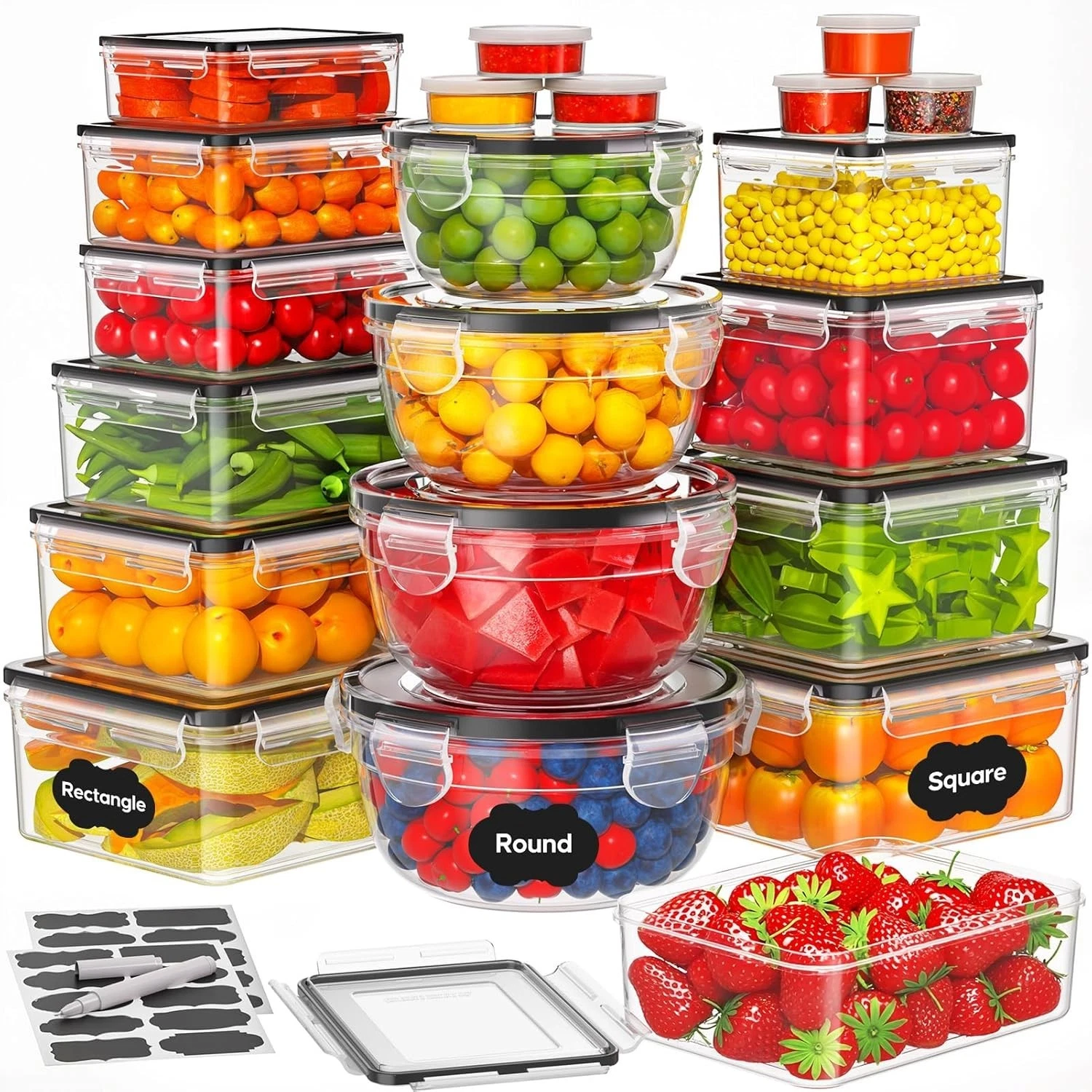 42 PCS Food Storage Containers with Lids, Food Containers for Kitchen Storage