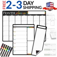 Magnetic Dry Erase Monthly Calendar Set - 17"x12" Monthly and 8.5"x12" Weekly...