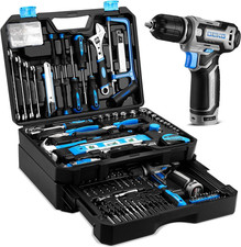 12V Cordless Drill Tool Set with Storage Case - Home Repair Kit in Blue