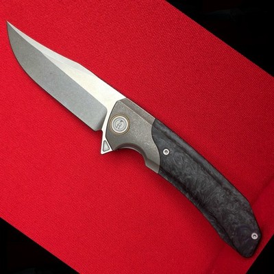 Maxace Goliath 2.0 Bowie, Bohler M390 steel, marble carbon fiber, folding knife