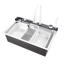 29.5in" Flying Rain Stainless Steel Waterfall Kitchen Sink w/ Faucet Single Bowl