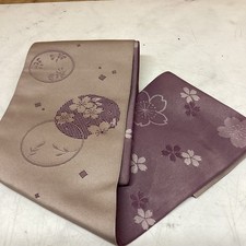 Japanese Kimono Obi Belt Sakura Floral Purple Pink 400cm Vintage