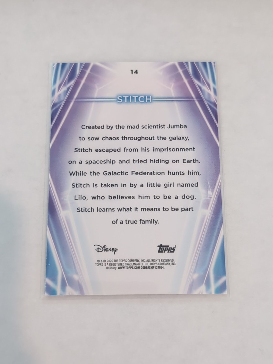 2026 Topps Disney Neon Stitch Purple/Yellow/Blue /99 #14 Lilo And