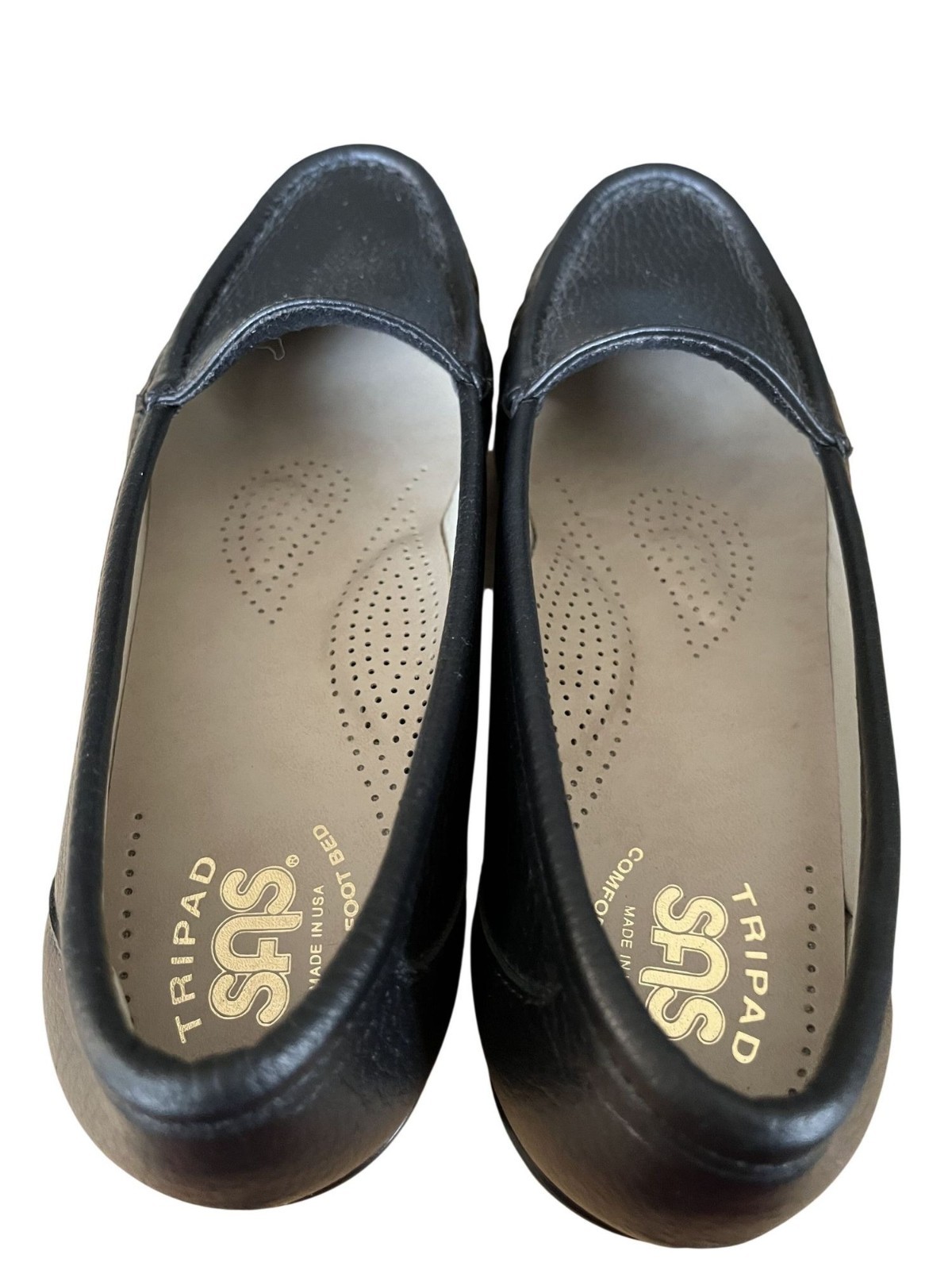 SAS Women's Black Leather Tripad Comfort Loafers Size 7.5M PreOwned USA Made