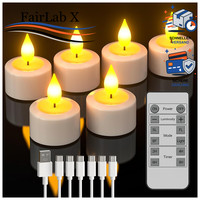 LED Teelichter Wiederaufladbar Mit Fernbedienung Timer 6Er Set FüR Dekoration