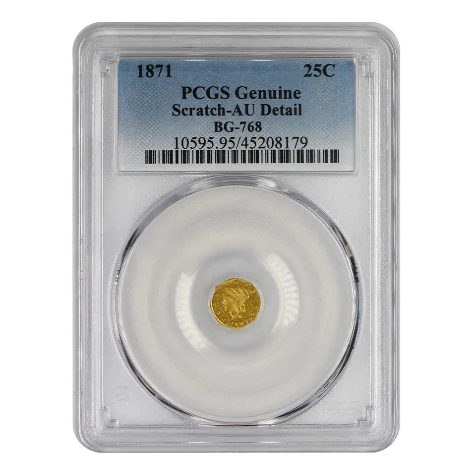 1871 Liberty Head California oro fraccional 1/4 dólar graduación profesional detalles AU BG-768 Foto 3 de 4