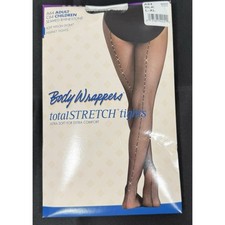 Body Wrappers Fishnet Tights Women L-XL Black Seamed Rhinestone A64