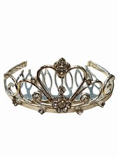 Tiara Hair Comb Silver Tone Faux Rhinestone Quinceanera Play Doll Princess