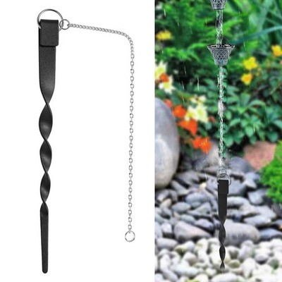 13in Spiral Rain Chain Anchor Stake with 15.7in Ground Hook for Outdoor Gutter