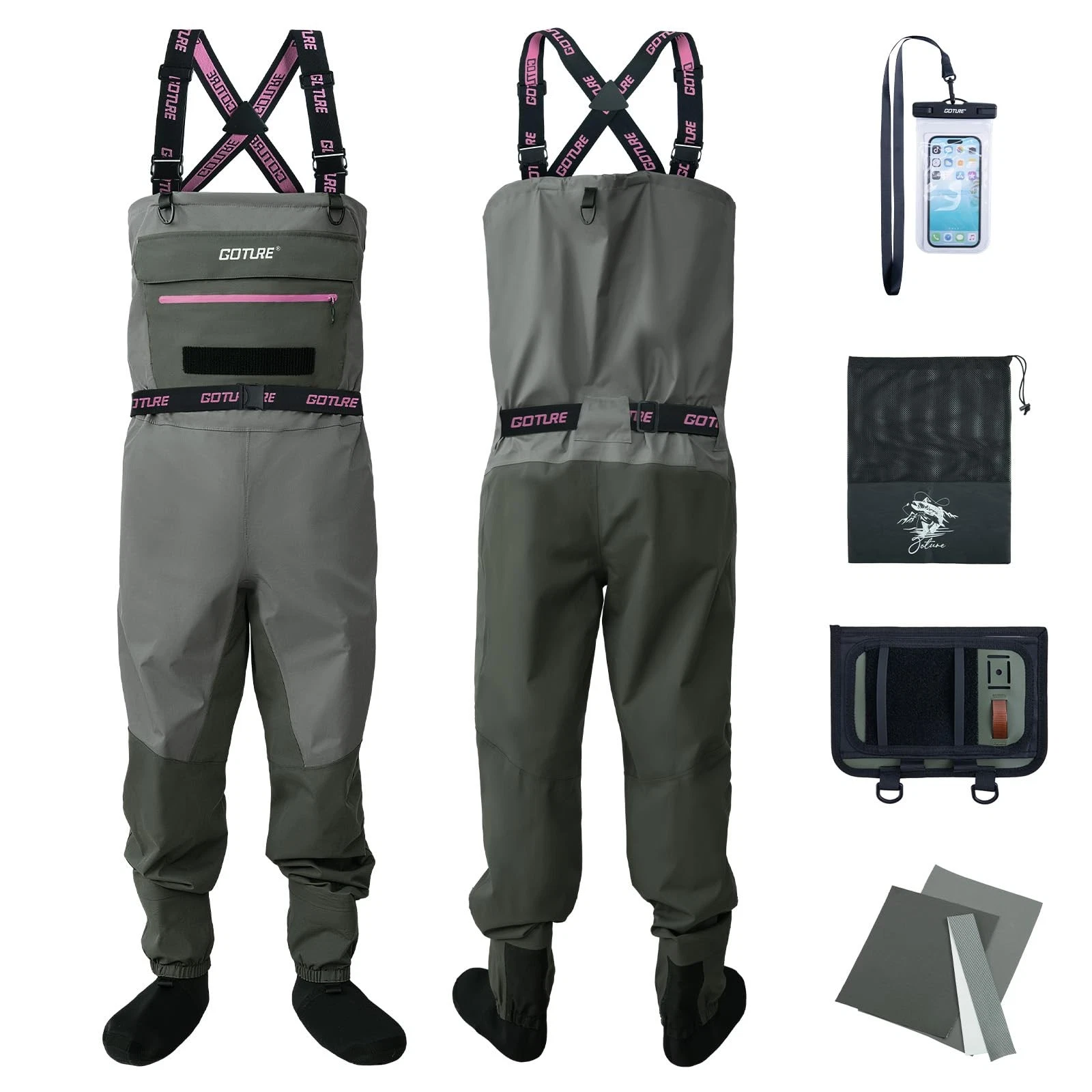 5-Layer Breathable Fly Fishing Waders for Women, Waterproof Neoprene Stocking...