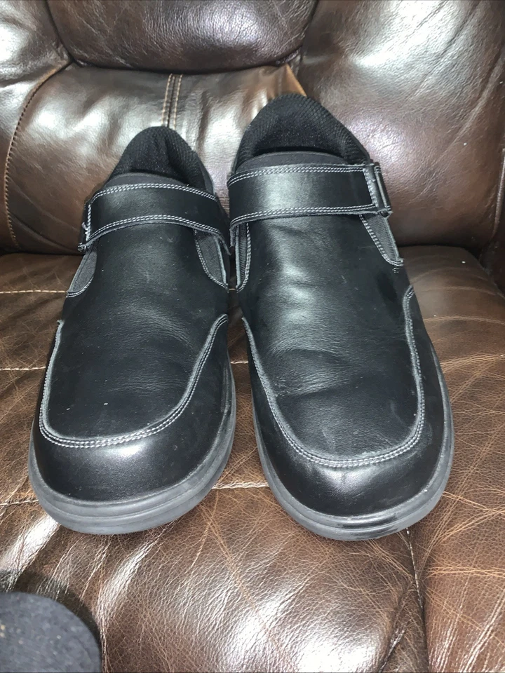 Ортопедические кожаные мужские туфли из ортопедической кожи 13 D черные с крючком и петлей 511 - Изображение 2 из 4