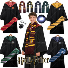 UK Harry Potter Gryffindor Ravenclaw Slytherin Robe Cloak Tie Costume Wand Scarf