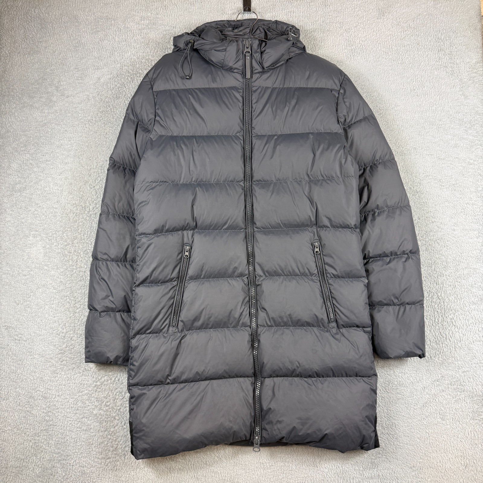 Vintage Arne Dark Grey Down Feather Size Medium Longline Hooded Puffer Jacket