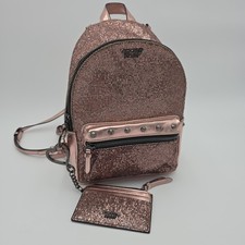 Mini mochila y monedero Victoria Secret rosa con tachuelas Bling oro rosa, 10 pulgadas