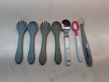 LOT OF 7 Silicone Baby Toddler Infant Soft Spoon Fork Learning Tableware