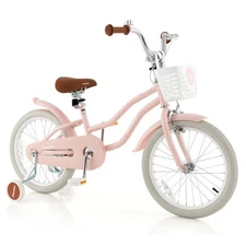 18" Kids Bike Toddler Bicycle w/Training Wheel Kickstand for 4-8 Years Old Pink
