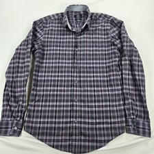 Hugo Boss Slim Fit Purple Plaid Long Sleeve Button Up Shirt Men's Size Medium
