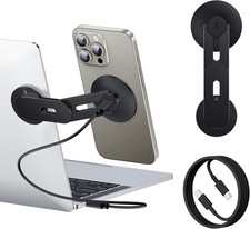 Laptop Phone Holder, Magnetic Phone Stand 15W Fast Wireless Charger for Magsafe