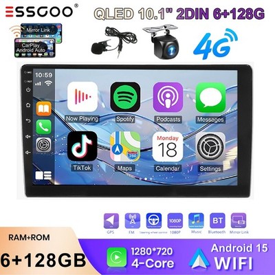 128G 10'' Car Stereo Radio 2DIN Carplay GPS WIFI SWC Android 15 QLED Touch Screen