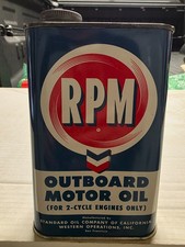 Vintage Standard Oil RPM Outboard Motor Oil 2-Cycle 1 Quart FULL CAN RARE