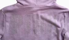 Victoria's Secret PINK Purple Sz L Rhinestone Logo Full Zip Hoodie Sweatshirt