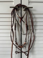 Silver Accent Brown Futurity Knot Western Horse Bridle W/ Curb Bit  Split Reins