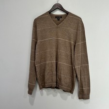 Banana Republic Extra Fine Merino Wool Striped V Neck Sweater Mens Large