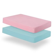 Crib Sheets Fitted, 2 Pack Sheet Fits Standard Crib 52 X 28 Inch Pink  Aqua
