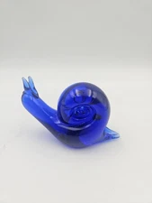 Cobalt Blue Glass Snail Paperweight