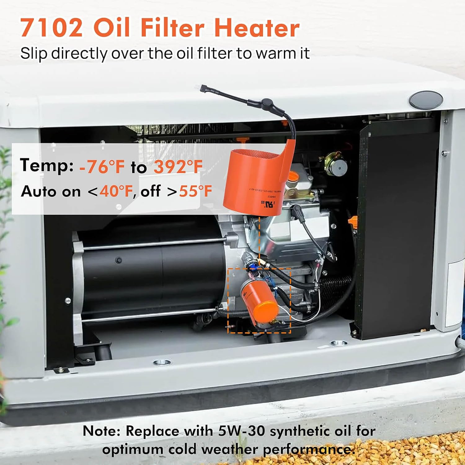 Oil Heater Kit for Generac Generator, Oil Warmer Pad for Generac 7102, Cold Weat