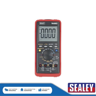 Sealey 15 Funktionen Digital KFZ Multimeter mit Balkendiagramm/PC Link TA203