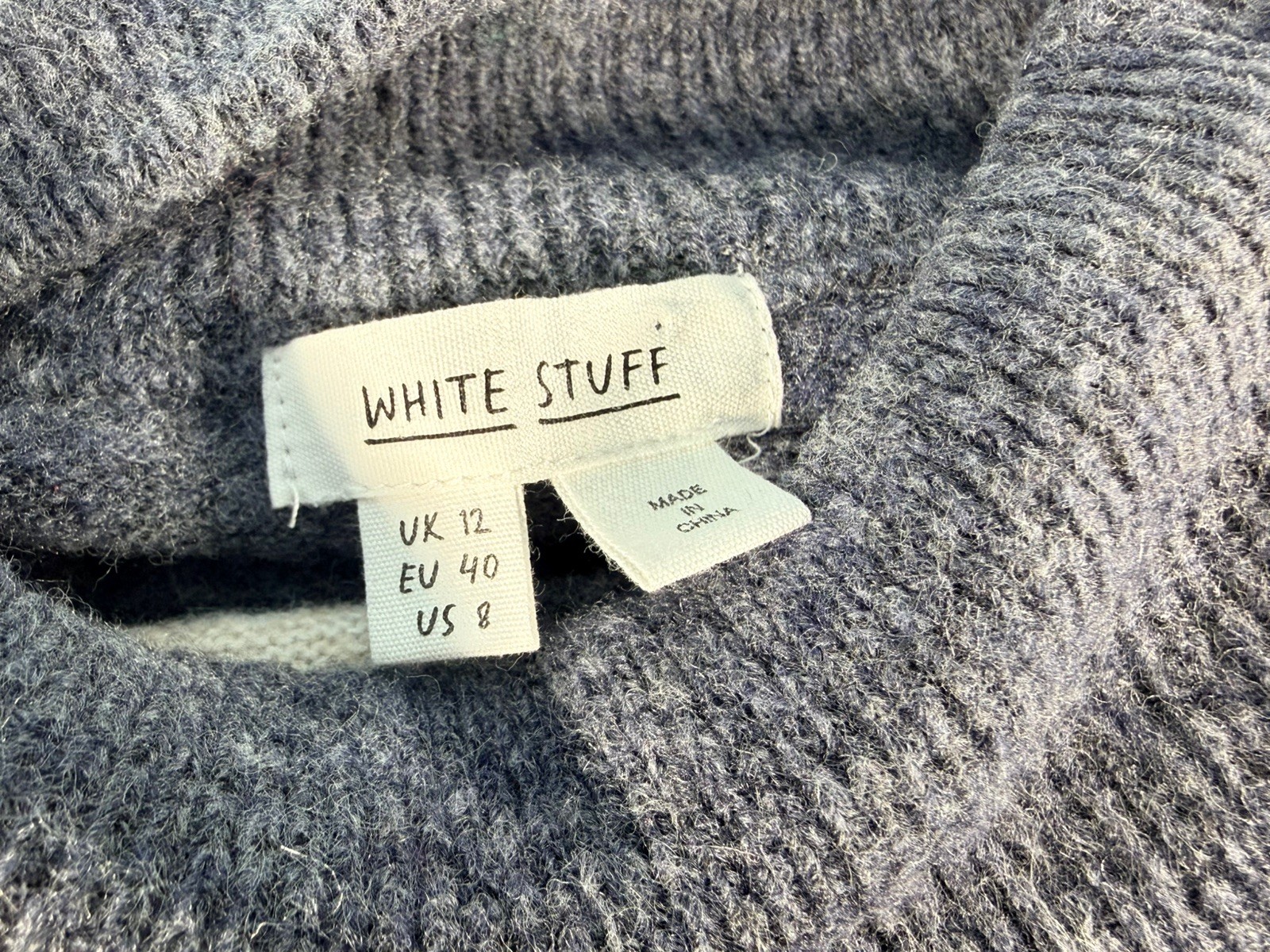 White Stuff Blue Grey Lucy Leaf Pattern Wool Blen… - image 7