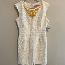 Eliza j Elegant White Sleeveless Dress with yellow jewels nwt size 6