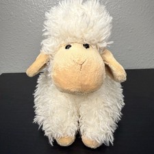 Lamb Plush Stuffed Animal Aurora Ivory White Tan Face Sitting Soft Fuzzy