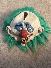 Máscara de payaso malvado asesino aterrador Halloween cosplay bromista pelo verde látex retro