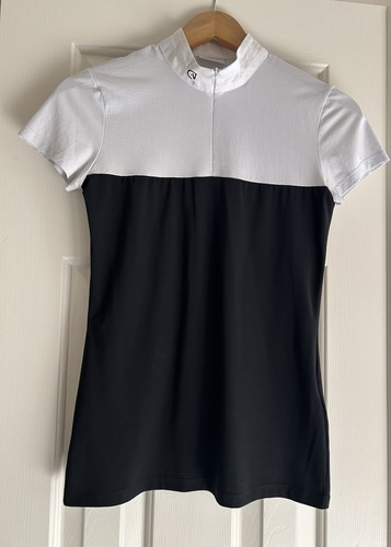 EGO 7 Women’s Black & White SS Mesh Show/Schooling Top Italian Sz 40/US 4