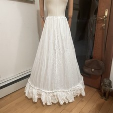 RARE Laura Ashley Vintage 1980s White Cotton Ruffle Wedding Hoop Petticoat Skirt