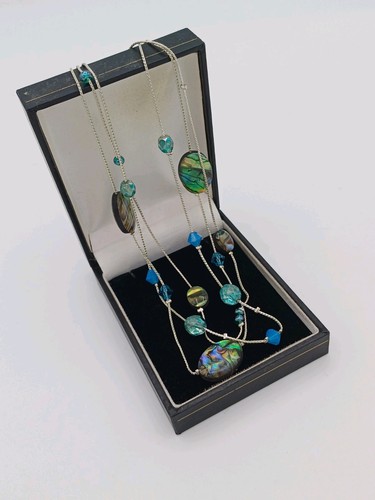 Marks And Spencers Layered Silver Tone & Abalone Shell Beaded Station Necklace - Picture 11 of 11